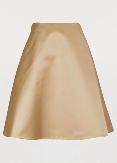 Shop Prada Silk Midi Skirt In Sand
