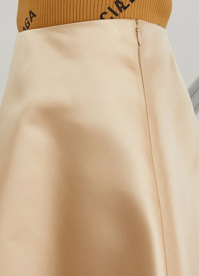 Shop Prada Silk Midi Skirt In Sand