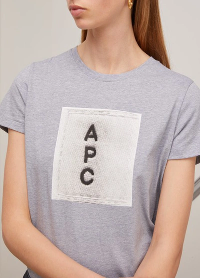Shop Apc Logo F T-shirt In Gris Chine
