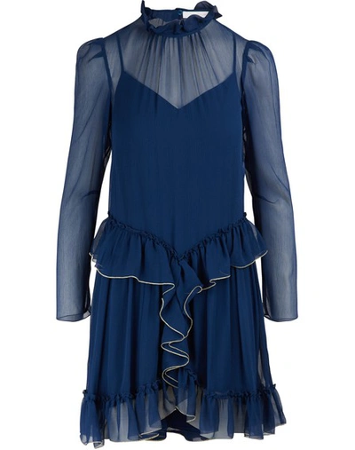 Shop See By Chloé Silk Mini Dress In Obscure Blue