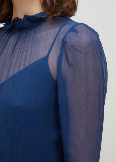 Shop See By Chloé Silk Mini Dress In Obscure Blue