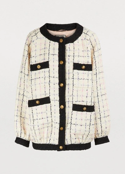 Shop Gucci Oversized Tweed Jacket In Multicolor