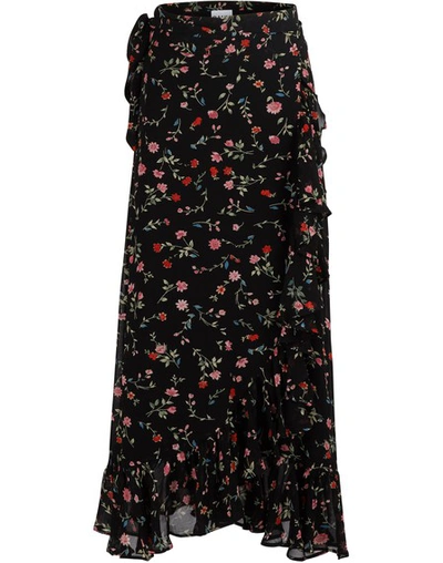 Ganni Ruffled Floral-print Georgette Wrap Skirt In Black | ModeSens