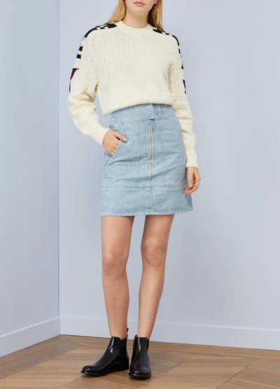 Marant Light Blue Denim Mini Skirt | ModeSens