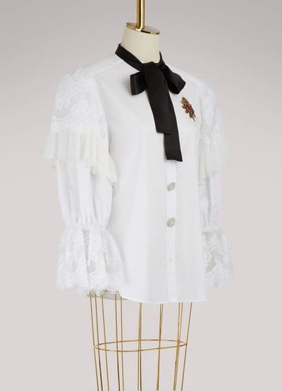 Shop Dolce & Gabbana Lace Shirt In White