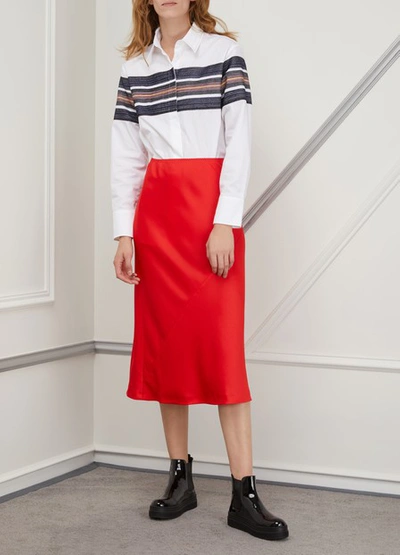 Shop Maison Margiela Satin Skirt In Red