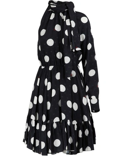 Shop Msgm Polka-dot Dress In Black