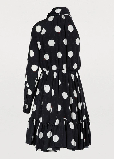 Shop Msgm Polka-dot Dress In Black