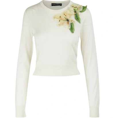 Shop Dolce & Gabbana Silk Sweater In Naturale White