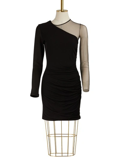 Shop Balmain Asymmetrical Draped Dress In Black