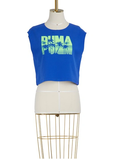 Shop Fenty X Puma Sleeveless Crop Top In Blue