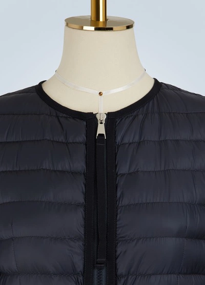 Shop Moncler Hellolite Mink Fur Down Jacket In Navy