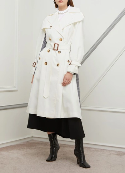 Shop Alexander Mcqueen Dual-material Trench Coat In Light Beige