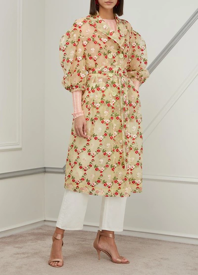 Shop Simone Rocha Floral Print Trench Coat In Color