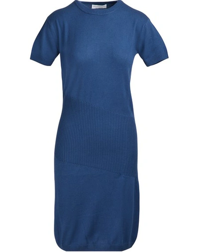 Shop Alexandra Golovanoff China 3/4 Sleeved Midi Dress In Navy