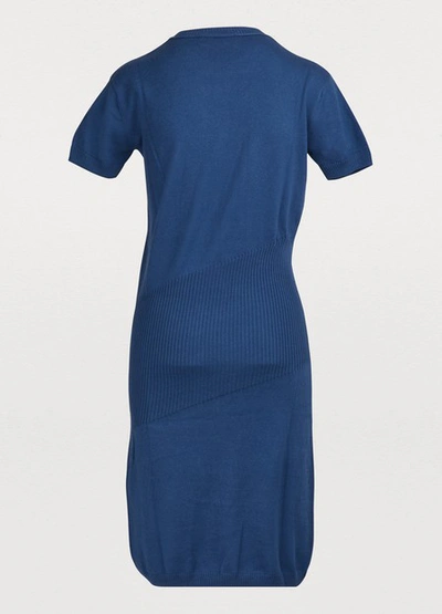 Shop Alexandra Golovanoff China 3/4 Sleeved Midi Dress In Navy