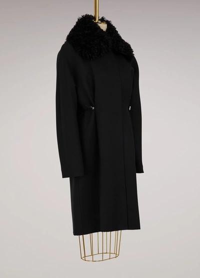 Shop Moncler Stuart Wool And Shearling Parka In Black