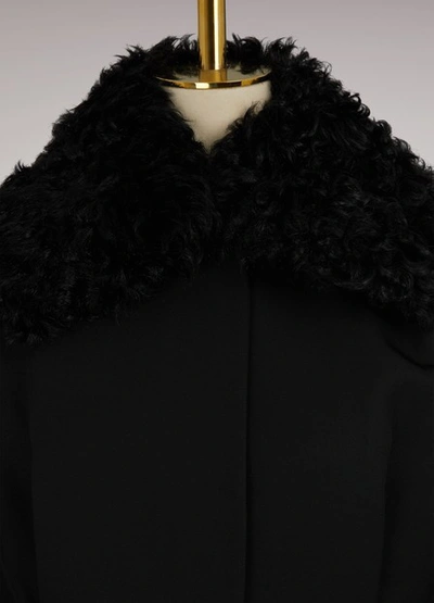 Shop Moncler Stuart Wool And Shearling Parka In Black