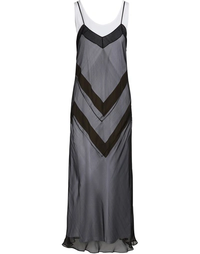 Shop Maison Margiela Silk Midi Dress In Black/optic White