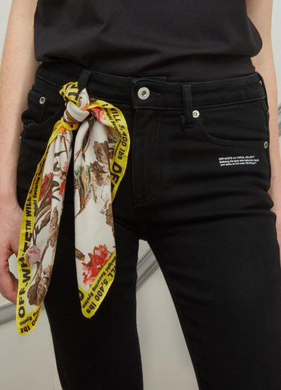 Shop Off-white Skinny Jeans With Foulard Belt In Vintage Black