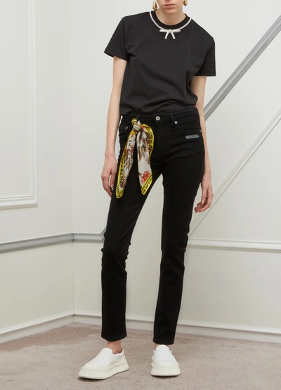 Shop Off-white Skinny Jeans With Foulard Belt In Vintage Black