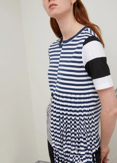 Shop Loewe Asymmetrical Striped T-shirt In Navy / White