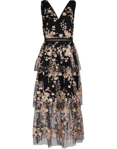 Shop Self-portrait Floral Dress In Black