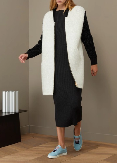 Shop Lanvin Two-tone Long Coat In White