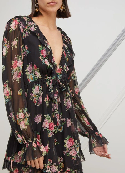 Shop Zimmermann Honour Silk Jumpsuit In Black Floral