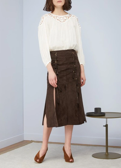 Shop Chloé Suede Skirt In Brown