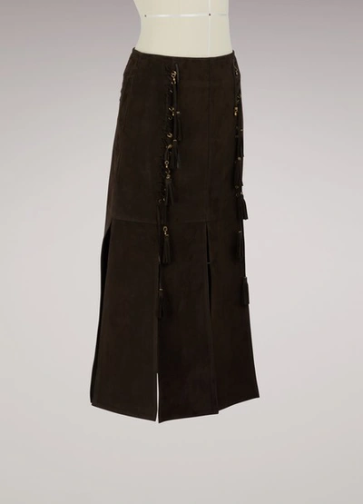 Shop Chloé Suede Skirt In Brown