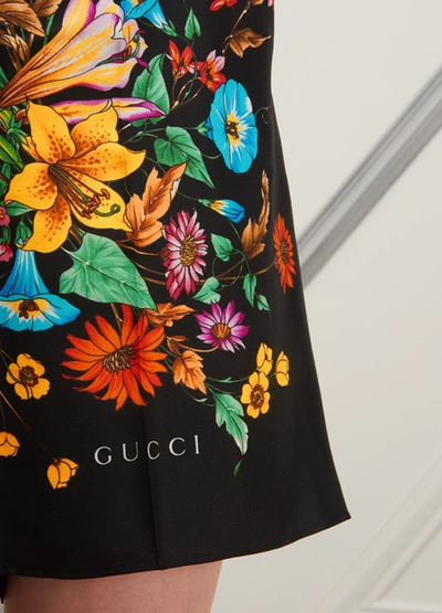 Shop Gucci Flora Silk Shorts In Black