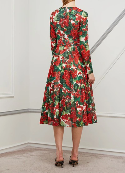 Shop Dolce & Gabbana Silk Midi-dress In Bianco Natural