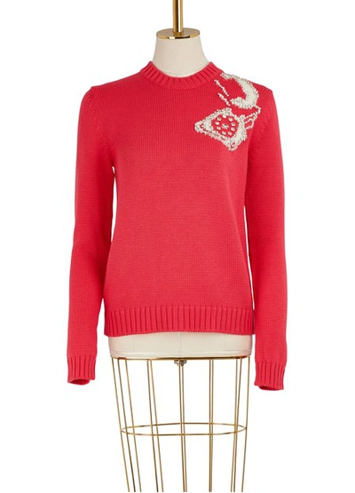 Shop Miu Miu Woolen Phone Sweater In Pink