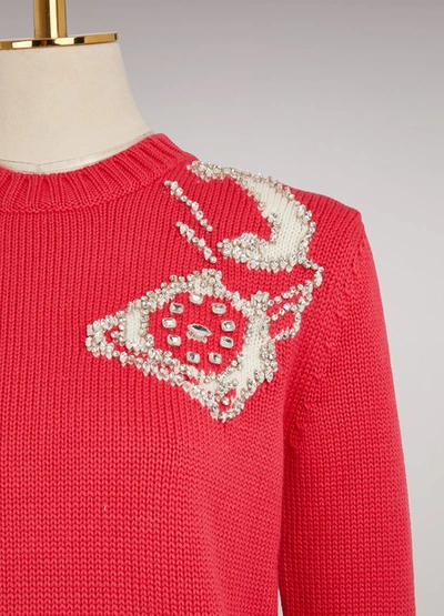 Shop Miu Miu Woolen Phone Sweater In Pink