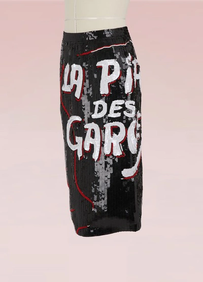 Shop Olympia Le-tan La Pire Des Garces Skirt With Sequins In Black