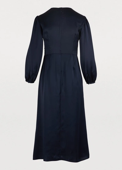 Shop Mansur Gavriel Silk Midi Dress In Blu