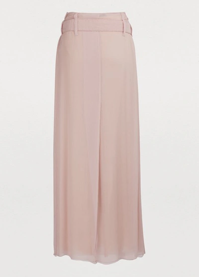 Shop Prada Silk Long Skirt In Opaline
