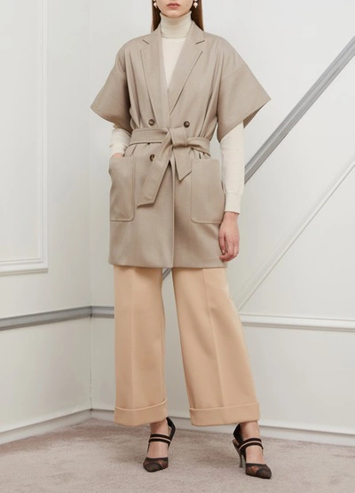 Shop Max Mara Malta Wool Coat In Beige