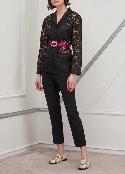 Shop Valentino Lace Blouse In Black
