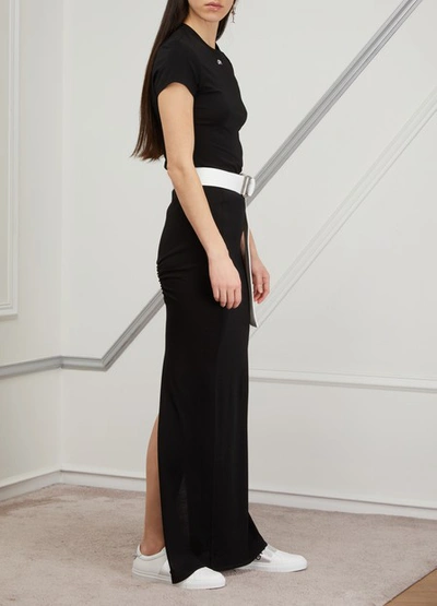 Shop Rick Owens Pillar Silk Maxi Skirt In Black