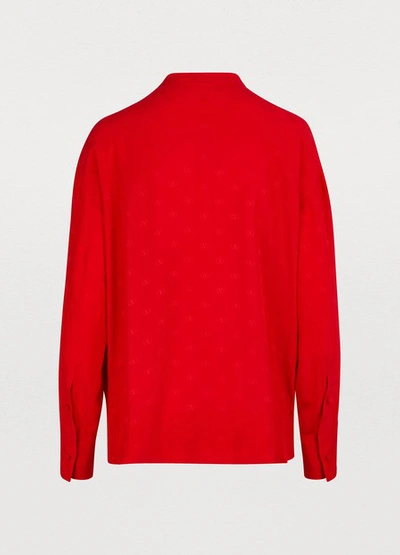 Shop Valentino Blouse With Tie Collar In Rosso