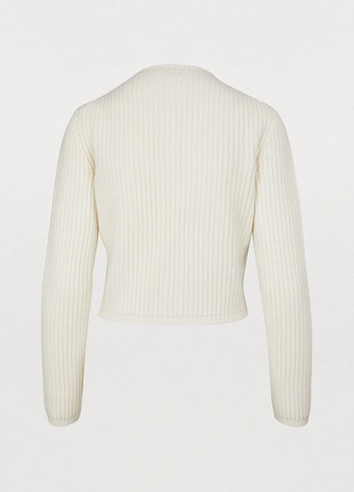 Shop Miu Miu Cashmere Cardigan In Off-white