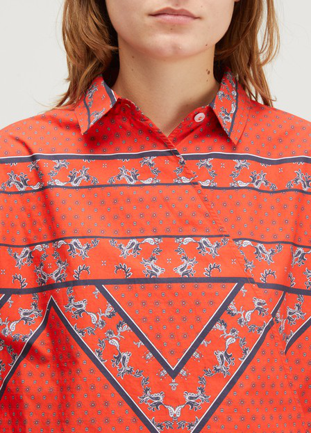 Ganni Faulkner Printed Cotton Shirt In Red | ModeSens
