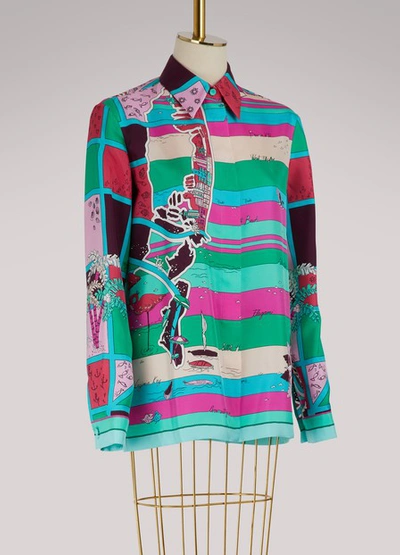Shop Emilio Pucci Florida Printed Silk Shirt In Multicolor