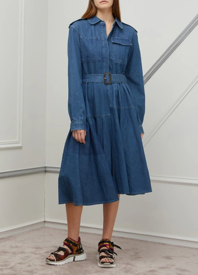 Shop Jw Anderson Belted Shirt Dress In Blue