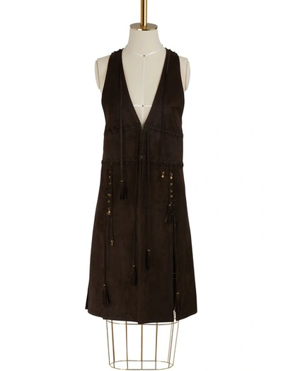 Shop Chloé Suede Long Top In Brown