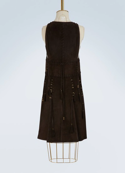 Shop Chloé Suede Long Top In Brown