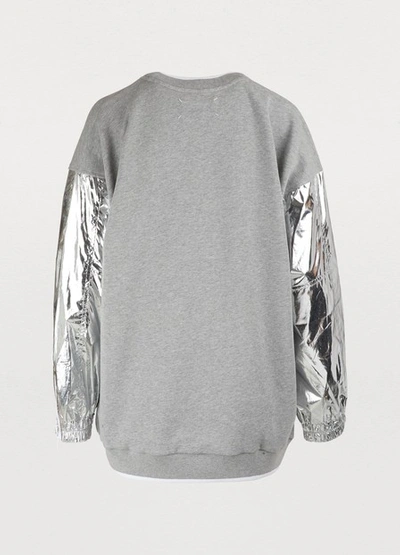 Shop Maison Margiela Metallic Sleeve Sweatshirt In Grey