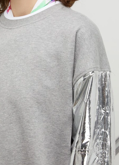 Shop Maison Margiela Metallic Sleeve Sweatshirt In Grey